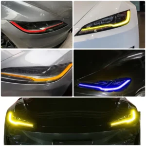Upgrade DRL für Tesla Model 3 2023 2024 Tagfahrlicht Gelb Rot Blau Bernstein Eisblau NICHT RGB Angel Eyes Tageslicht