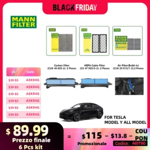 HEPA-Kohlenstoff-Innenraumfilter-Set für Tesla Model Y Modell 3 EV MANNFILTER CUK 25015/21-2 CUK46025/1-2 CU47025/3-2 Eingebauter Luftfilter