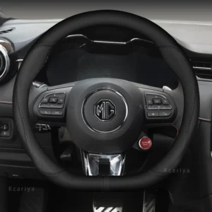 PU Leather Car Steering Wheel Cover Wrap D Shape For MG HS ZS HS PHEV MG3 ZST EHS MG5 MG6 GS ZS EV D Type Car Steering-Wheel