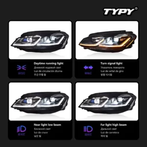 2 PCS For Golf 7 2013-2017 MK7 Upgrade 7.5 Design LED Auto Headlights Assembly DRL Bifocal Lens Lamp Accessories