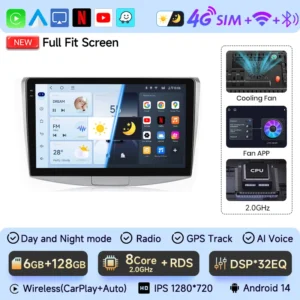 10" Car Radio For Volkswagen Magotan/CC 2010-2014 PASSAT B7/B6 2010-2015 Android 14 Carplay Android Auto Player GPS Navigation