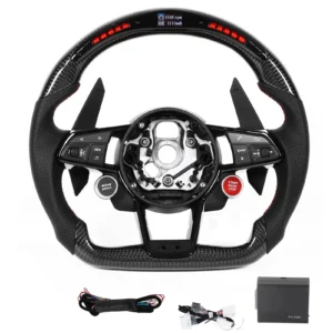 Car Carbon Fiber LED Display Shift Lights Steering Wheel Replacement For Audi R8 4S MK2 A6 S6 RS6 A7 S7 RS7 A8 S8 D4 D5 A3 S3