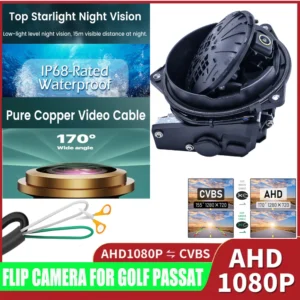170 Degree AHD 1080P or CVBS Badge Flip Emblem Rear View Camera for Golf Polo CC Beetle Magotan B6 B7L B8 EOS T-roc Passat R Car