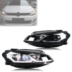 LED Headlights for Volkswagen VW Golf MK7.5 TSI TDI Variant halogen 2017-2020 [not fit GTI/GTD/Rline/MK7] Front Lamps Assembly